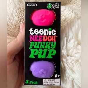 Schylling Teenie NeeDoh Funky Pup Squishy 3 Pack- VIRAL Fidget Stress Ball Toys